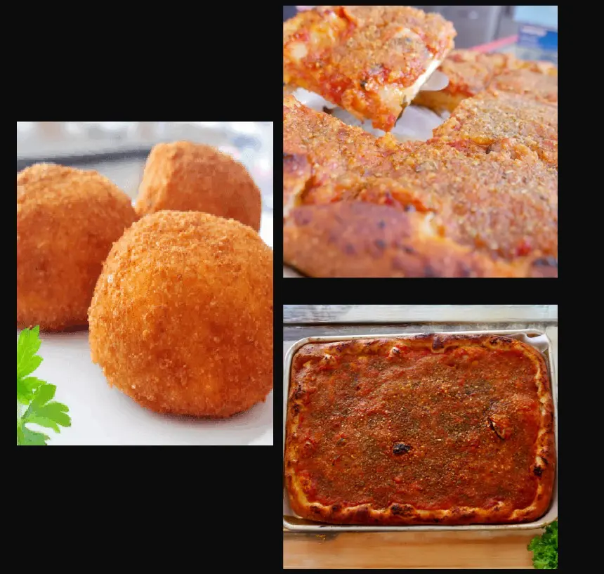 Three images of breaded and baked food items, including croquettes and a baked dish.